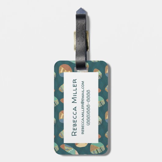 屋外Geo XII|青と緑の幾何パターン ラゲッジタグ (裏面縦)