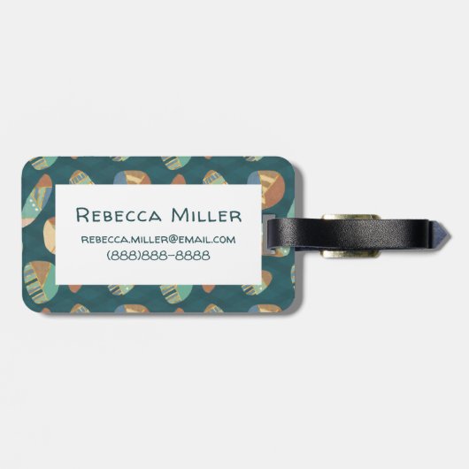 屋外Geo XII|青と緑の幾何パターン ラゲッジタグ (裏面横)