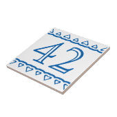 屋家番号-白で青いハート タイル (側面)