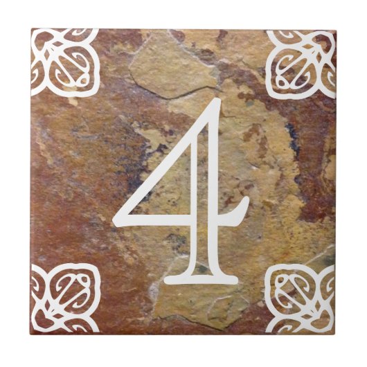 屋家番号-石板のスペインのな白 タイル (正面)