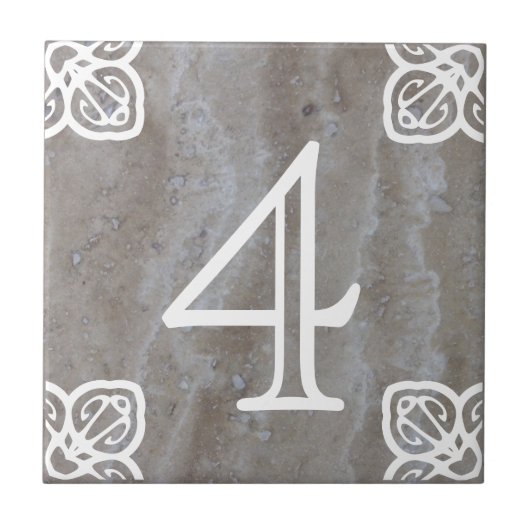 屋家番号-石灰岩のスペインのな白 タイル (正面)