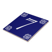 屋家番号-青のスペインのな白 タイル (側面)