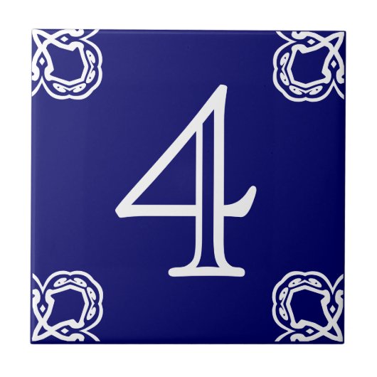 屋家番号-青のスペインのな白 タイル (正面)