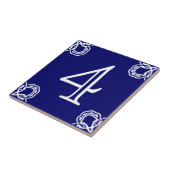 屋家番号-青のスペインのな白 タイル (側面)