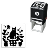 屋形植物の黒猫 セルフインキングスタンプ (インサイチュ)