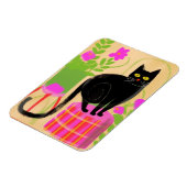 屋形植物の黒猫 マグネット (左側)