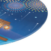 屋形船で花火をする猫たち カッティングボード (角)