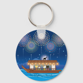 屋形船で花火をする猫たち キーホルダー