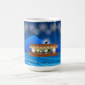 屋形船で花火をする猫たち コーヒーマグカップ (中央)