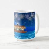 屋形船で花火をする猫たち コーヒーマグカップ (正面右)