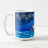 屋形船で花火をする猫たち コーヒーマグカップ (左)