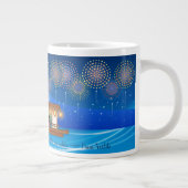 屋形船で花火をする猫たち ジャンボコーヒーマグカップ (右)