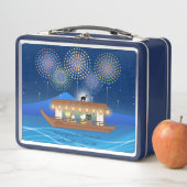 屋形船で花火をする猫たち メタルランチボックス (インサイチュ)