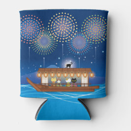 屋形船で花火をする猫たち 缶クーラー