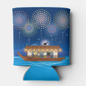 屋形船で花火をする猫たち 缶クーラー (裏面)