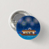 屋形船で花火をする猫たち 缶バッジ (正面&裏面)