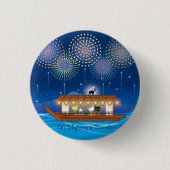 屋形船で花火をする猫たち 缶バッジ (正面)