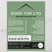 屋根お洒落、屋根、屋根工事請負業者の広告 チラシ (正面)