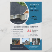 屋根と修理のビジネスブルー チラシ (正面)