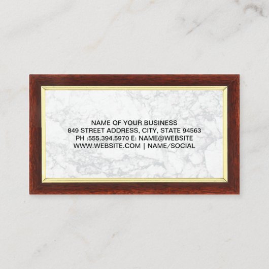 屋根と鍵 | 木材縁ど | 大理石 名刺 (裏面)