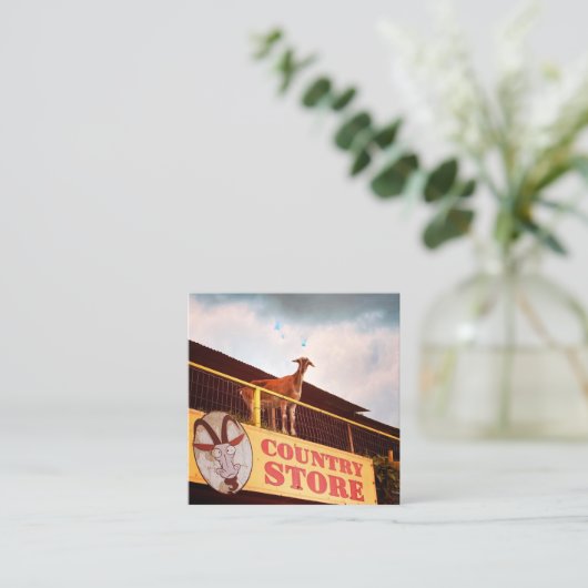屋根に山羊を置くカントリーストア スクエア名刺 (スタンド正面)