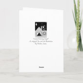 屋根のクリスマスにサックを持つ黒と白のサンタ シーズンカード (裏面)