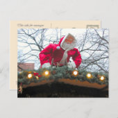 屋根の上にドイツのクリスマスサンタ シーズンポストカード (正面/裏面)