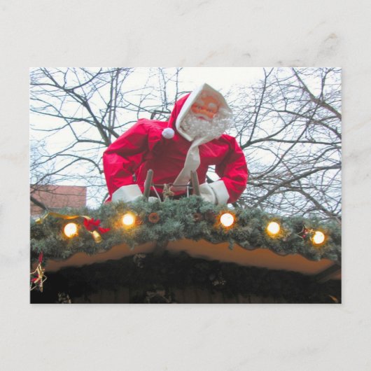 屋根の上にドイツのクリスマスサンタ シーズンポストカード (正面)