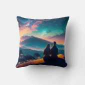 屋根の上に座っているカップル クッション (裏面)