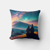 屋根の上に座っているカップル クッション (正面)