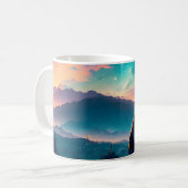 屋根の上に座っているカップル コーヒーマグカップ (正面左)