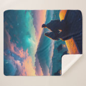 屋根の上に座っているカップル シェルパブランケット (正面(横))