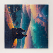 屋根の上に座っているカップル ジグソーパズル (横)