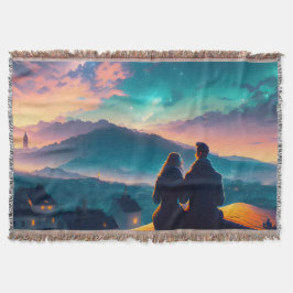 屋根の上に座っているカップル スローブランケット