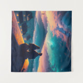 屋根の上に座っているカップル タペストリー (正面(横))