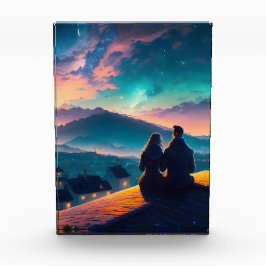 屋根の上に座っているカップル フォトブロック