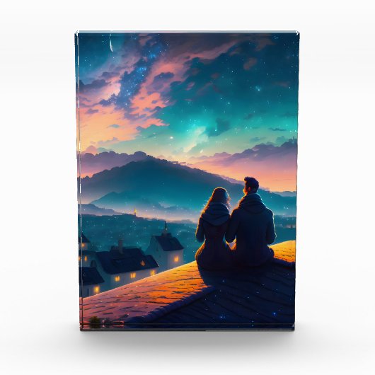 屋根の上に座っているカップル フォトブロック (正面)