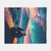 屋根の上に座っているカップル フリースブランケット (正面(横))