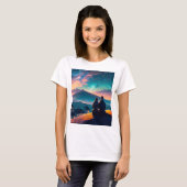 屋根の上に座っているカップル Tシャツ (正面フル)