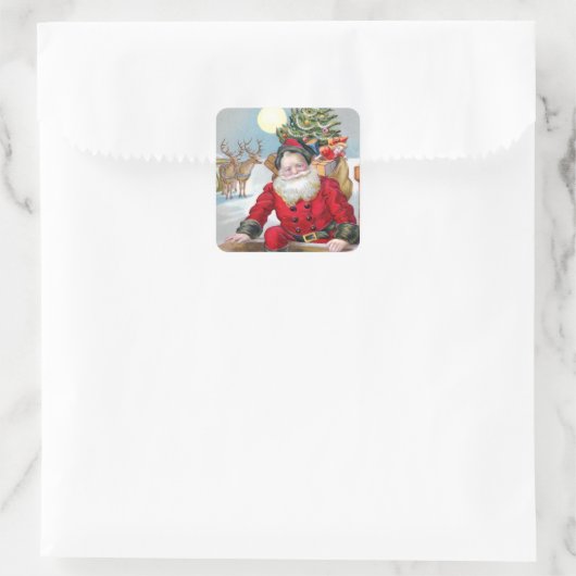 屋根の上のサンタクロース スクエアシール (バッグ)