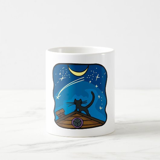 屋根の上の夜の猫 コーヒーマグカップ
