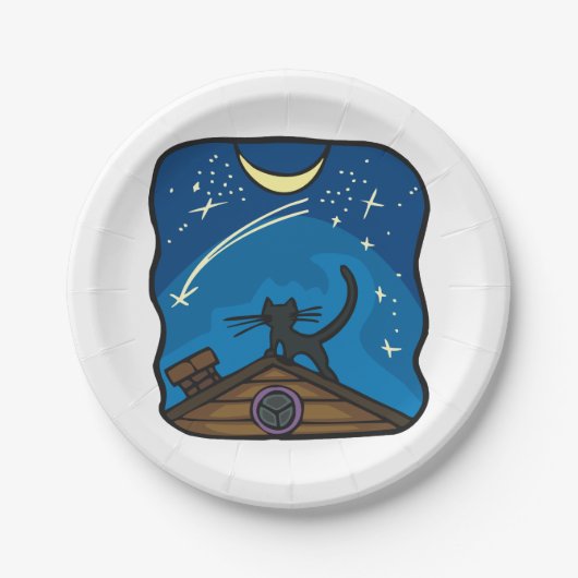 屋根の上の夜猫 ペーパープレート (正面)