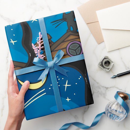 屋根の上の夜猫 ラッピングペーパー