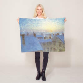 屋根の上の日の出（Eugene Jansson著） フリースブランケット