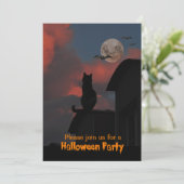 屋根の上の猫と満月ハロウィン 招待状 (スタンド正面)
