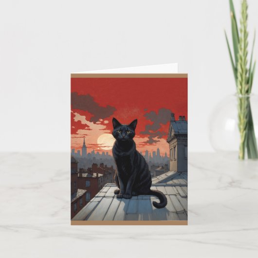 屋根の上の黒猫 サンキューカード (正面)
