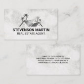 屋根の上 |ヤシの木 |大理石 名刺 (正面/裏面)