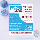 屋根の上、不動産仲介業者、不動産業者の広告フライヤー チラシ (シングル)