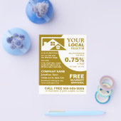 屋根の上、不動産仲介業者、不動産業者の広告フライヤー チラシ (シングル)