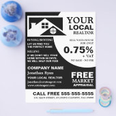 屋根の上、不動産仲介業者、不動産業者の広告フライヤー チラシ (シングル)